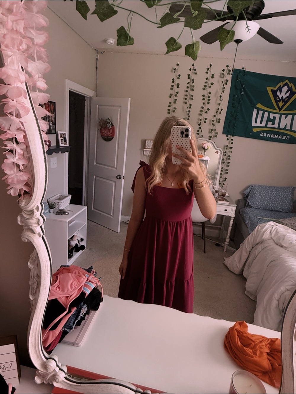 T.J.Maxx Magenta Tie-Shoulder Sleeveless Sundress